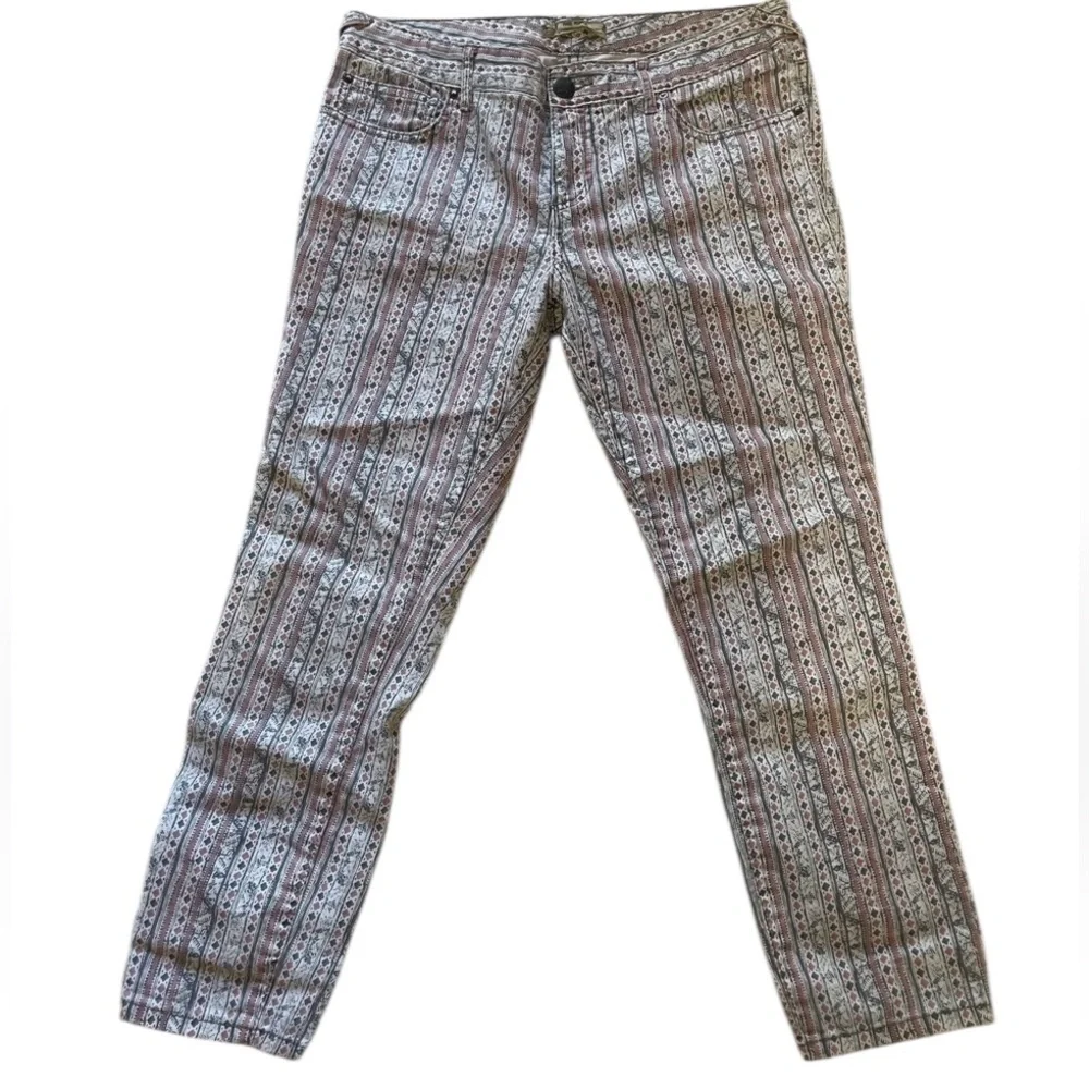 Free People White patterned Skinny Jean Straight-Leg Pants,Size 30 - Picture 5 of 5